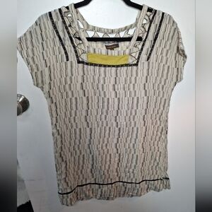 Vineet Bahl Anthropologie Boho Cut Out Tunic Blouse 100% Cotton Size Small